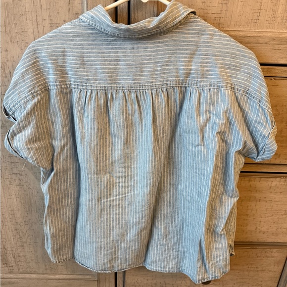 Light Blue Striped Faherty Breeze Button-Up Shirt - Picture 2 of 3